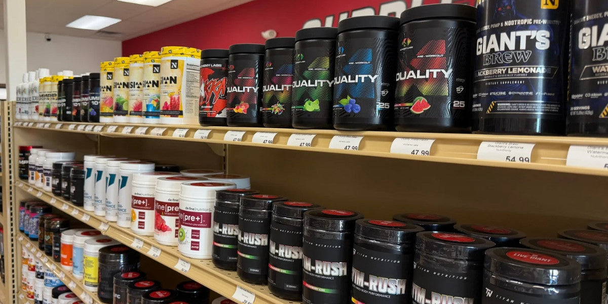 Pre-workout section at Supplement Giant Kansas